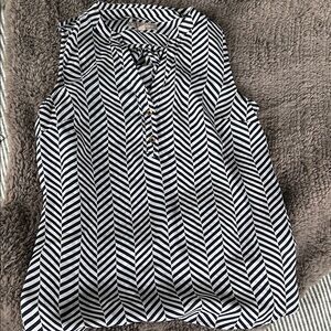 Banana Republic Navy and White Chevron Blouse